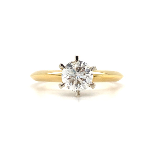 14kt Yellow Gold .96ct Round Brilliant Diamond Solitaire Ring