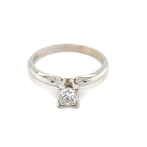 14kt White Gold Princess Cut Diamond Solitaire Ring
