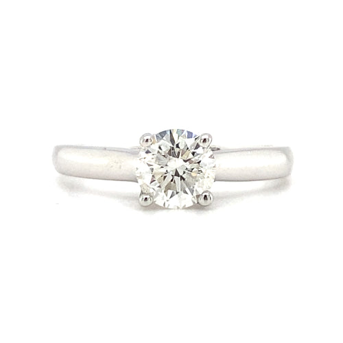 14kt White Gold Round Brilliant Diamond Solitaire Ring