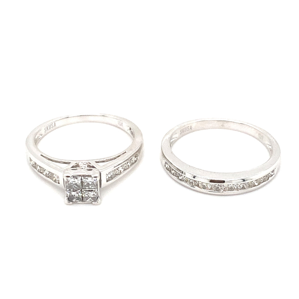 10kt White Gold 1.00ct Diamond Wedding Set