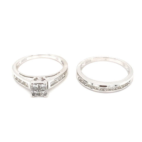 10kt White Gold 1.00ct Diamond Wedding Set