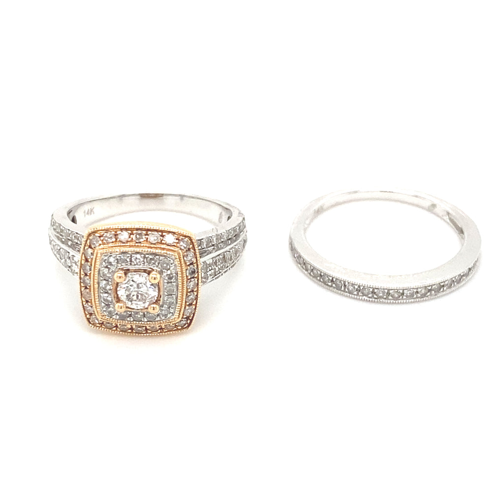 14kt Two-Tone Gold 1.00ct Diamond Wedding Set