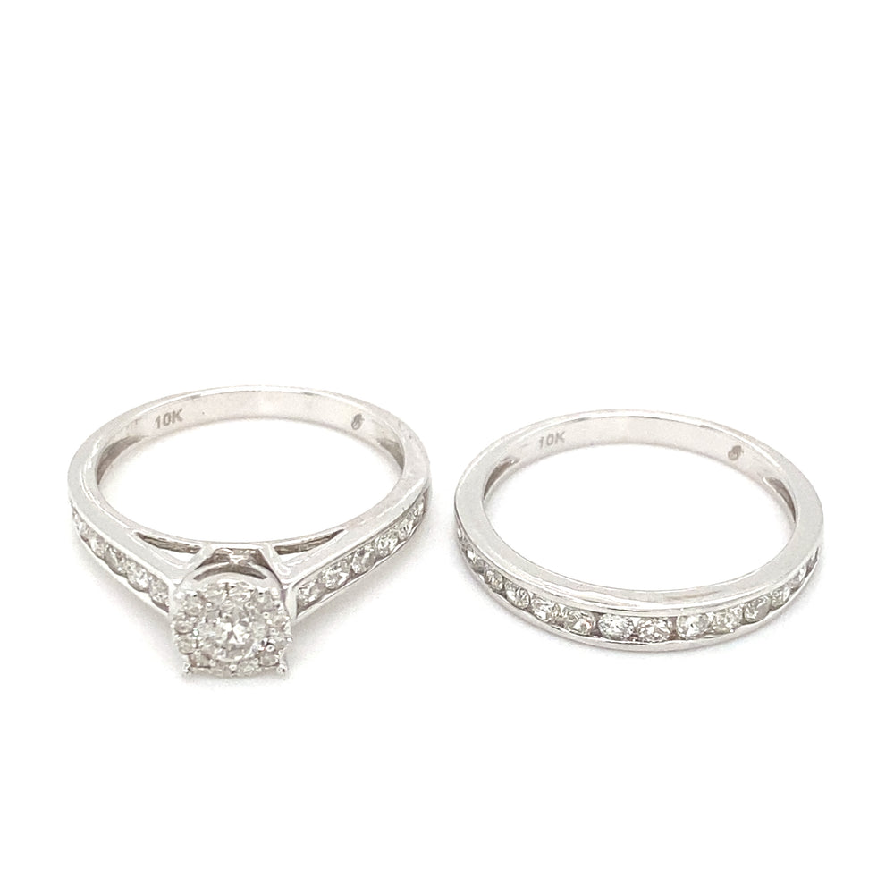 10kt White Gold 1.03ct Diamond Wedding Set