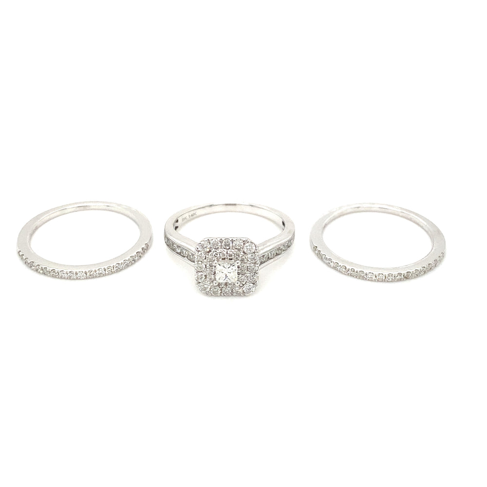 14kt White Gold 1.00ct Diamond Wedding Set