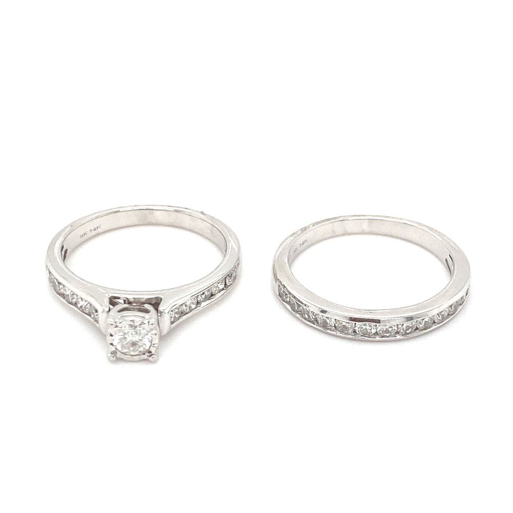 10kt White Gold 1.00ct Diamond Wedding Set