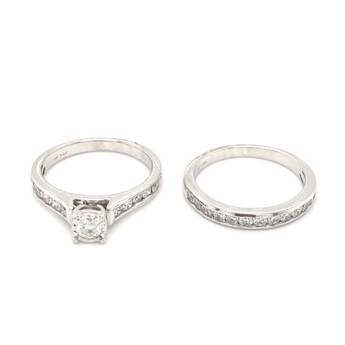 10kt White Gold 1.00ct Diamond Wedding Set