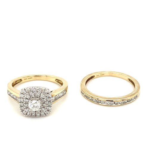 10kt Yellow Gold 1.00ct Diamond Wedding Set