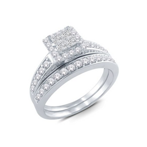 14kt White Gold 1.00ct Diamond Wedding Set