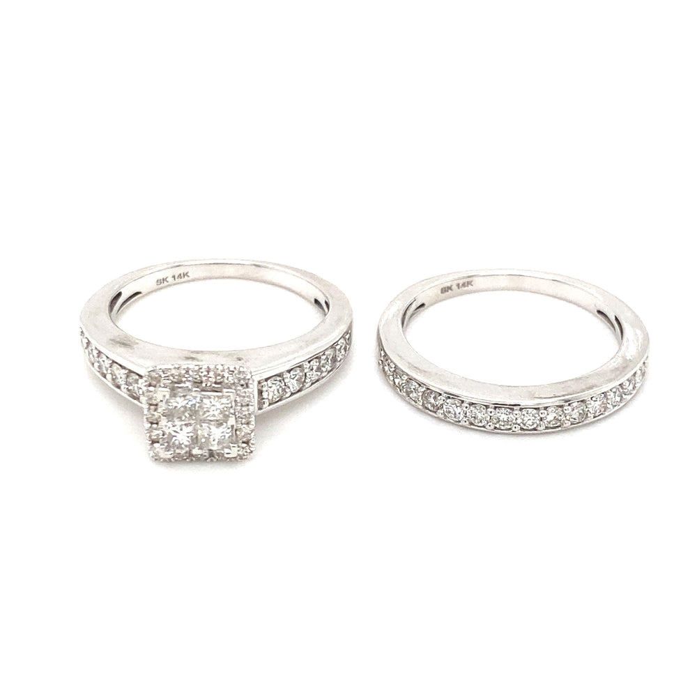 14kt White Gold 1.00ct Diamond Wedding Set