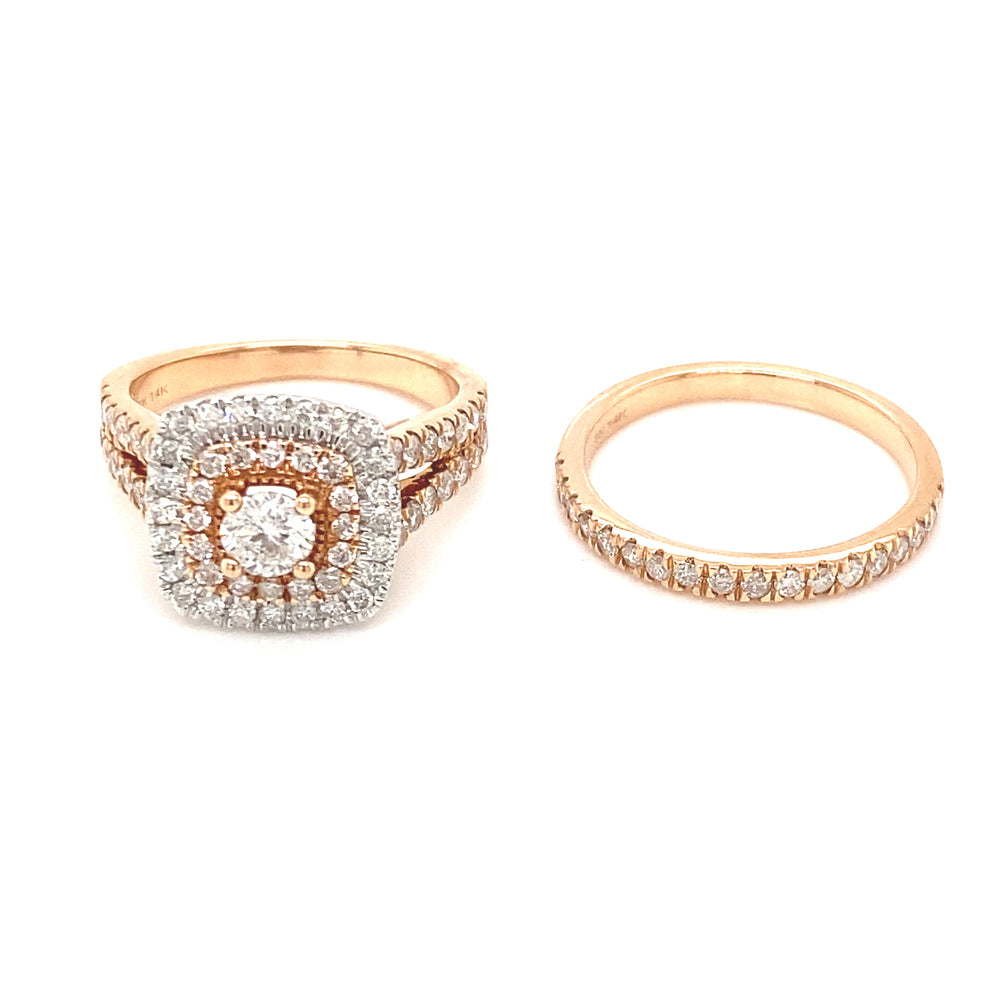 14kt Rose Gold 1.50ct Diamond Wedding Set