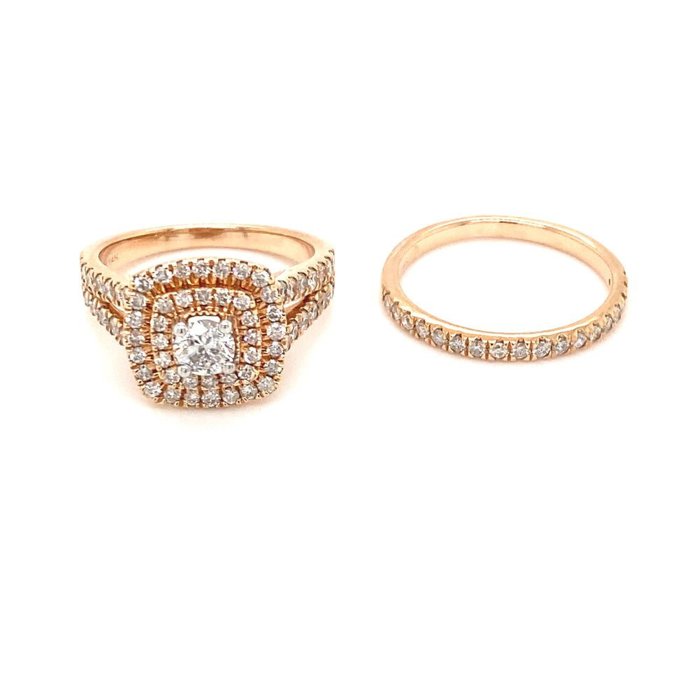 14kt Rose Gold 1.50ct Diamond Wedding Set