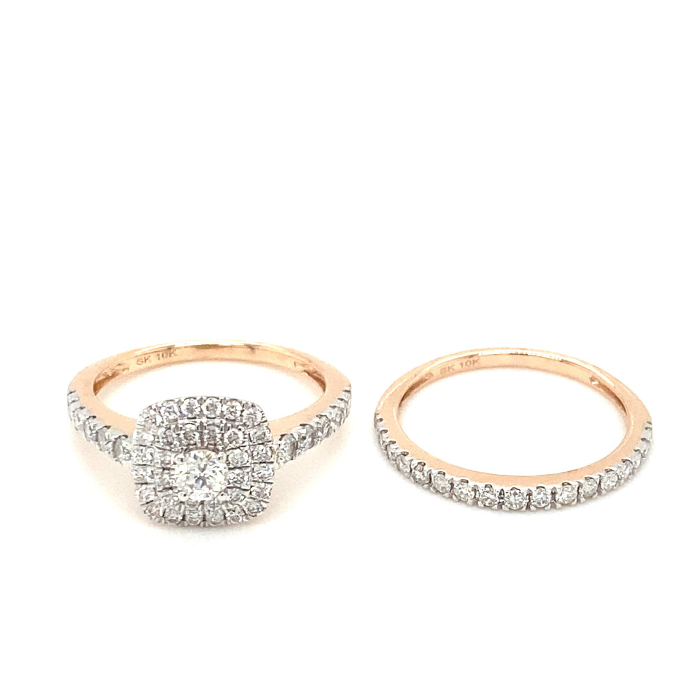 10kt Rose Gold Diamond Wedding Set