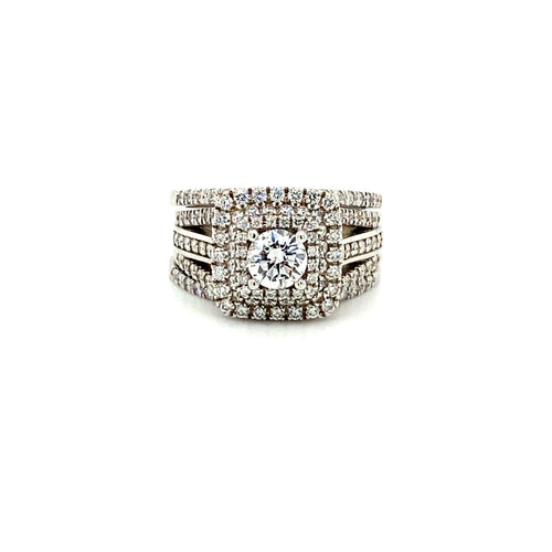 18kt White Gold Three Piece Wedding Set