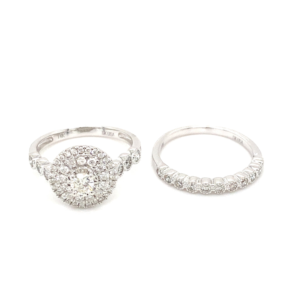 14kt White Gold 1.00ct Diamond Wedding Set