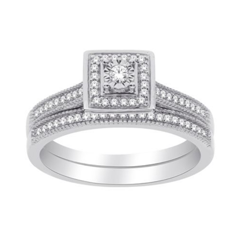 10kt White Gold .25 ct Diamond Wedding Set