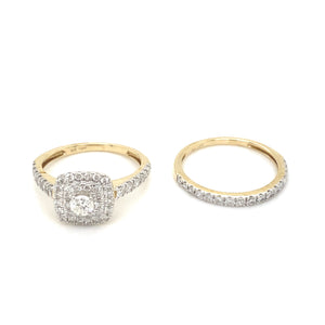 10kt Yellow Gold 1.00 Diamond Wedding Set
