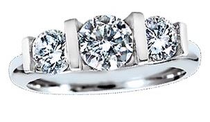 14kt White Gold Three Stone Diamond Ring