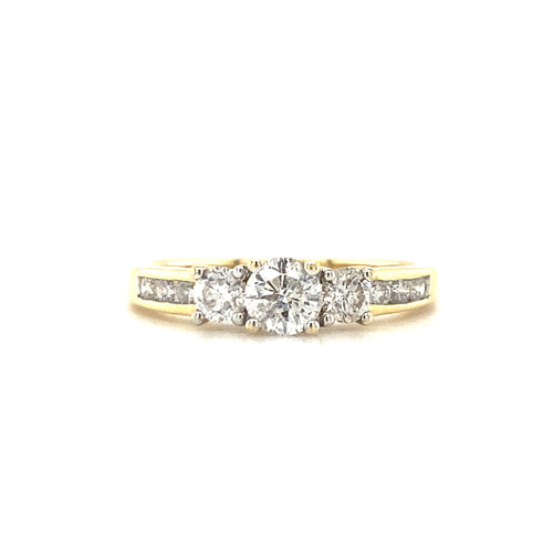 14kt Yellow Gold .75ct Three Stone Diamond Ring