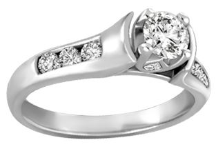 14kt White Gold Round Brilliant Diamond  Ring