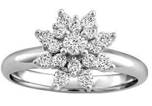 14kt White Gold Diamond Snowflake Ring