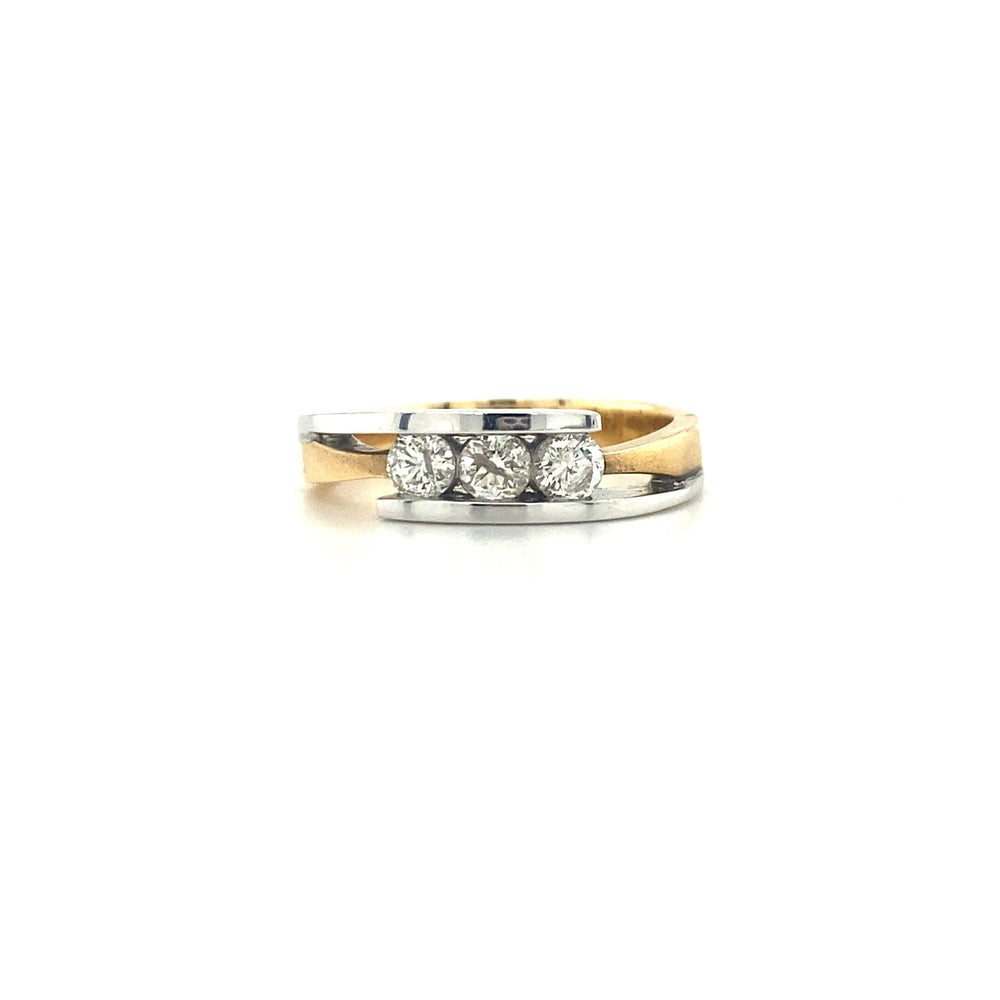 14kt Two-Tone Three Stone Diamond Ring