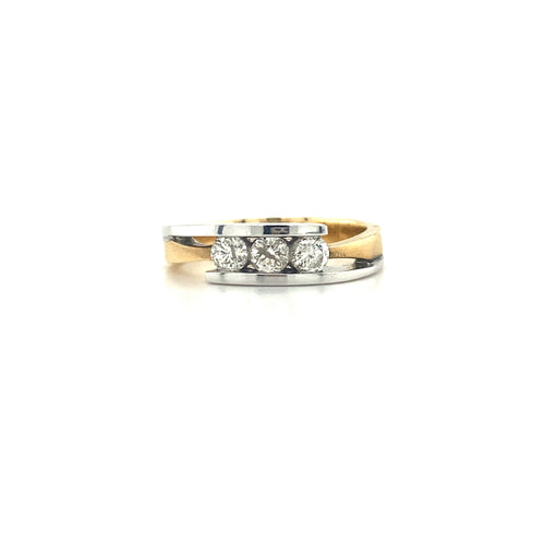 14kt Two-Tone Three Stone Diamond Ring