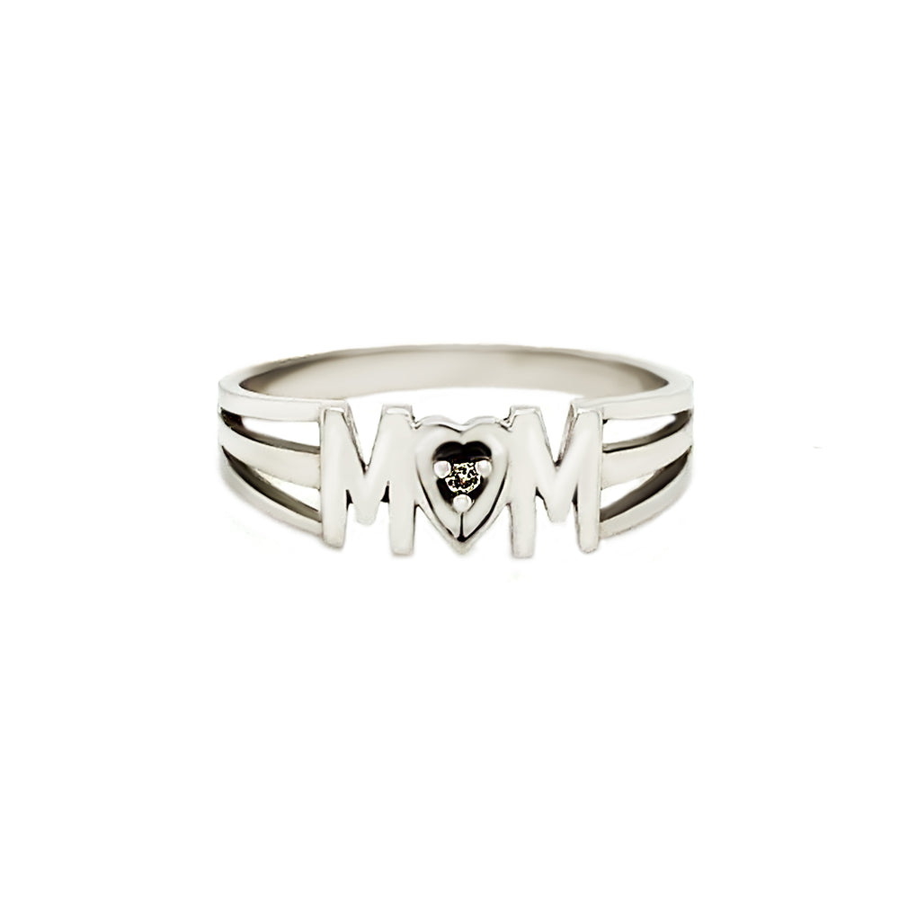 10kt White Gold "Mom" Diamond Ring