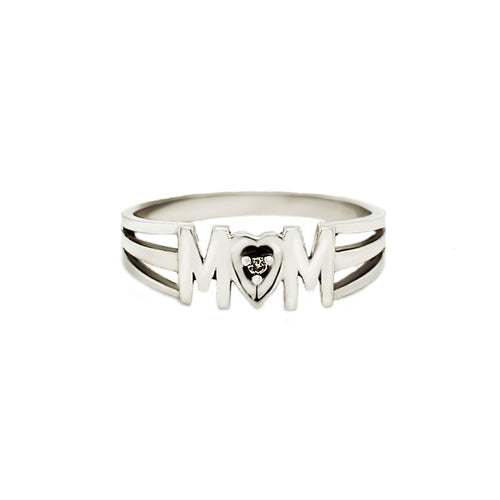 10kt White Gold "Mom" Diamond Ring