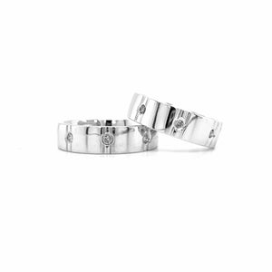 10kt White Gold Ladies & Mens Matching Diamond Band