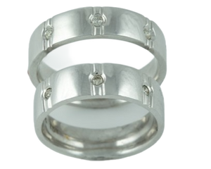 10kt White Gold Ladies & Mens Matching Diamond Band