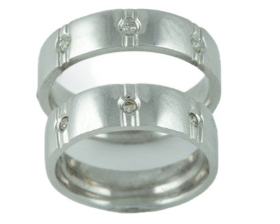 10kt White Gold Ladies & Mens Matching Diamond Band