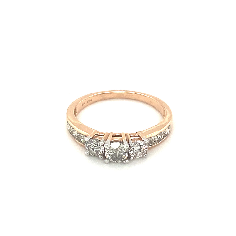 10kt Rose Gold 1.00ct Three Stone Diamond Ring