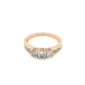 10kt Rose Gold 1.00ct Three Stone Diamond Ring