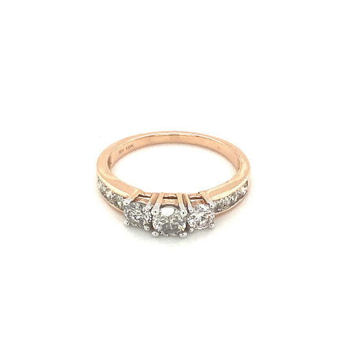10kt Rose Gold 1.00ct Three Stone Diamond Ring