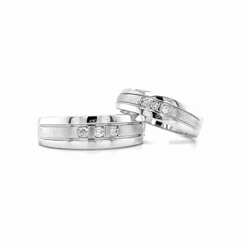 10kt White Gold Ladies & Mens Matching Diamond Band