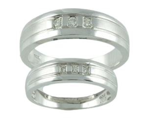 10kt White Gold Ladies & Mens Matching Diamond Band