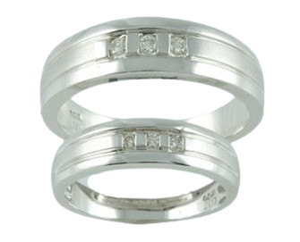 10kt White Gold Ladies & Mens Matching Diamond Band