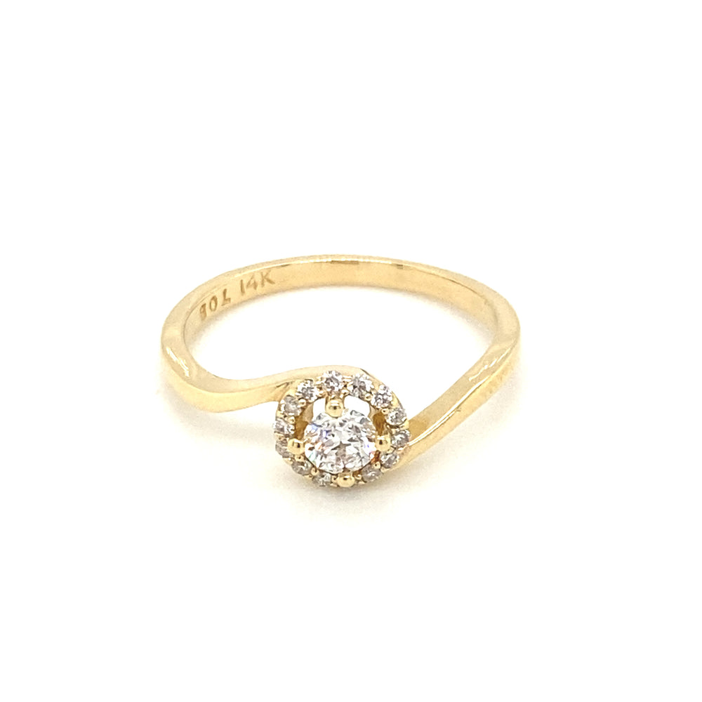 14kt Yellow Gold Round Brilliant Diamond Ring