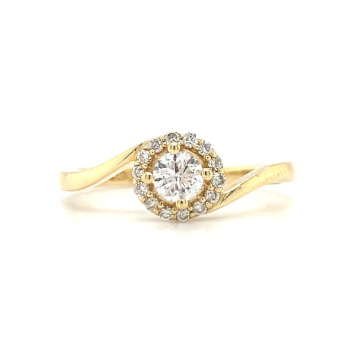 14kt Yellow Gold Round Brilliant Diamond Ring