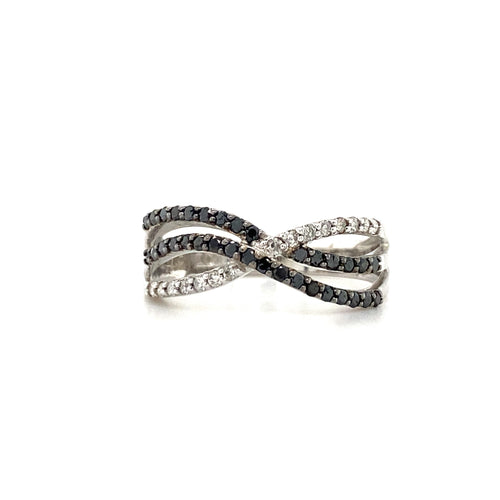 10kt White Gold Black and White Diamond Ring