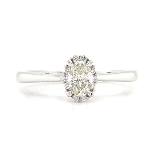 14kt White Gold Oval Cut Diamond Ring