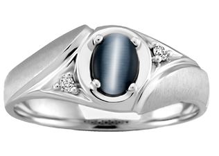 10kt White Gold Cat Eye and Diamond Ring