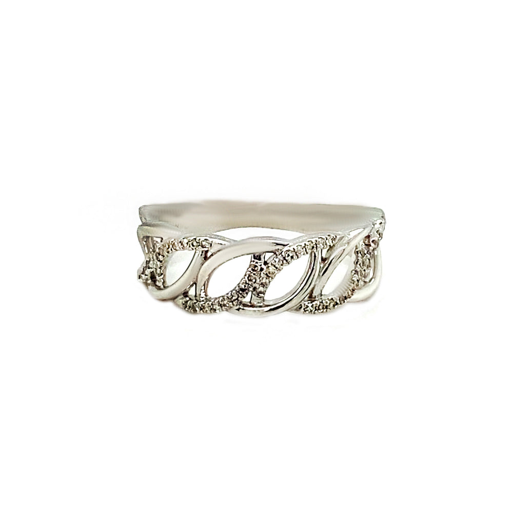 10kt White Gold and Diamond Cuban Style Ring