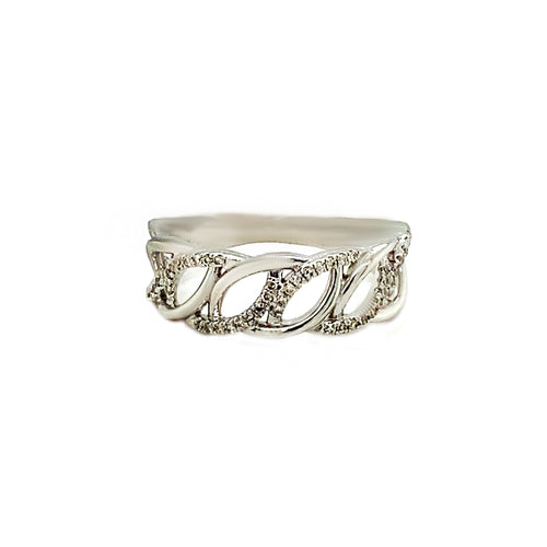 10kt White Gold and Diamond Cuban Style Ring