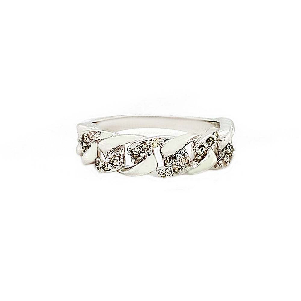 10kt White Gold Diamond Cuban Style Ring
