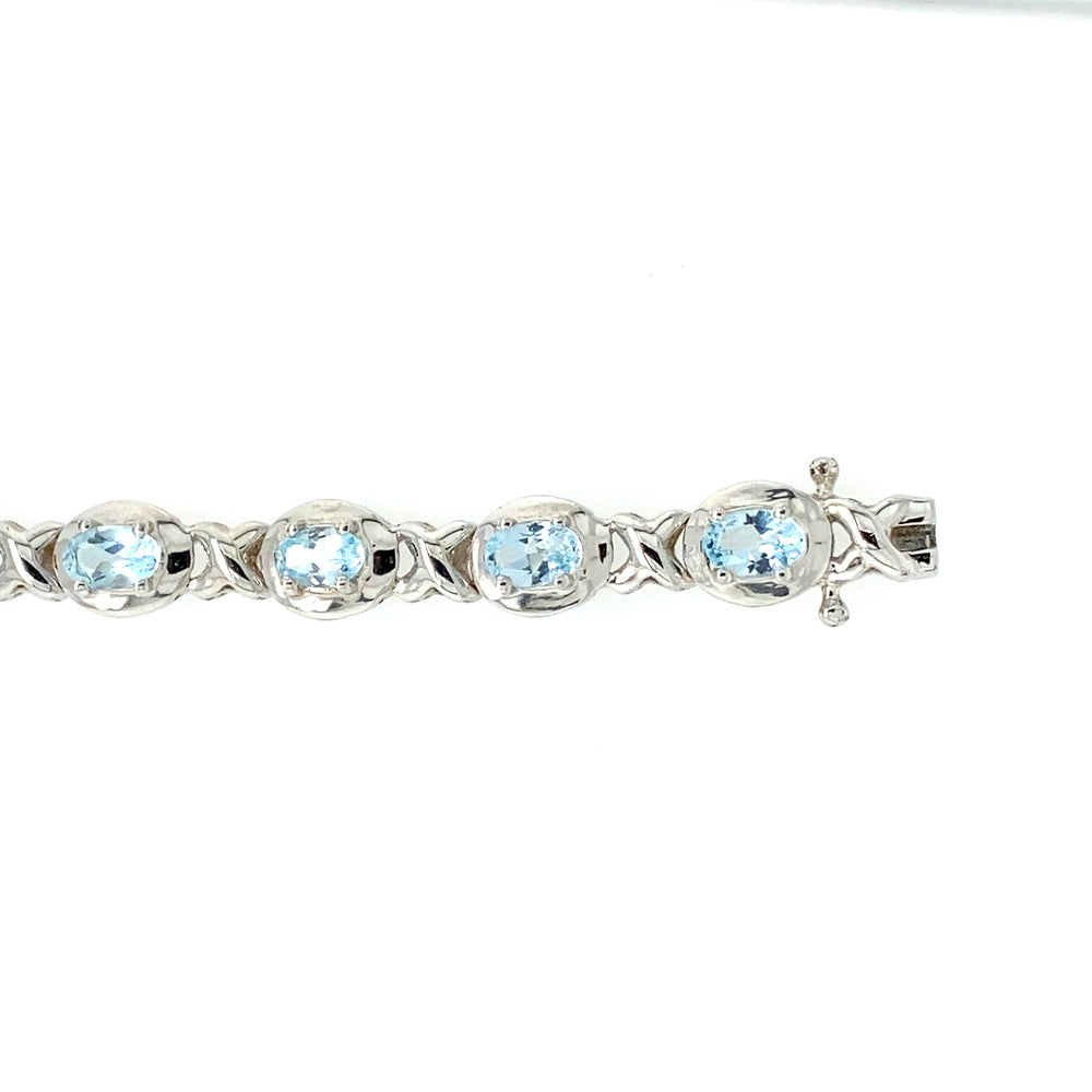 Sterling Silver with Blue Topaz Tennis Bracelet