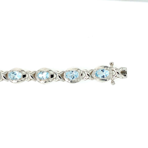 Sterling Silver with Blue Topaz Tennis Bracelet