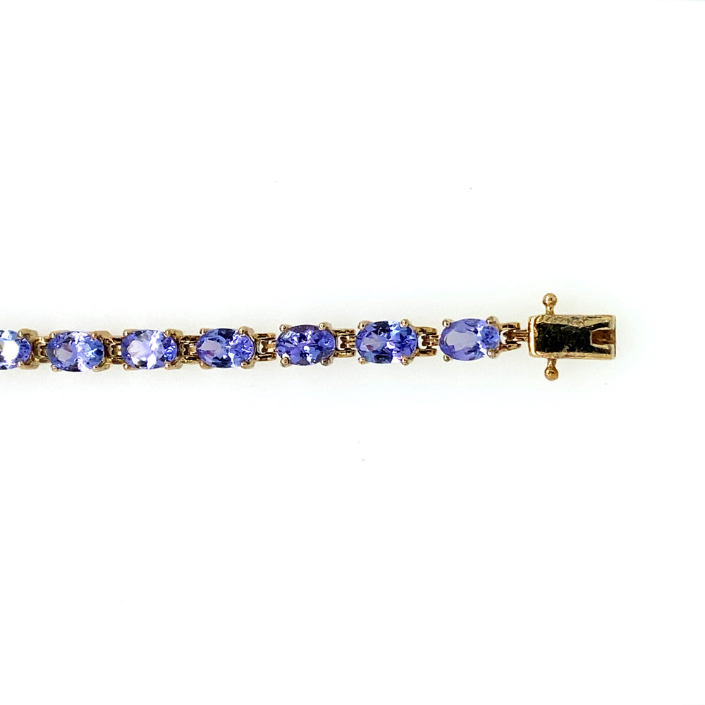 Sterling Silver Gold Plated Tanzanite Tennis Bracelet
