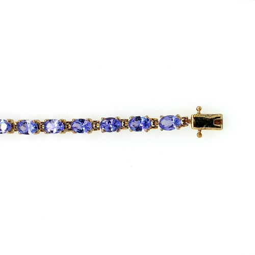 Sterling Silver Gold Plated Tanzanite Tennis Bracelet