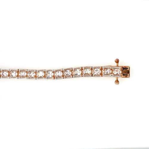 Sterling Silver Rose Gold Plated and Morganite Tennis Bracelet